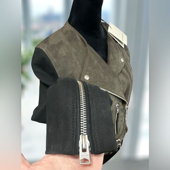 ALLSAINTS Jensen ColorBlock Leather Suede Biker Jacket Size 4 US 36 EU UK 8 - Picture 8 of 16
